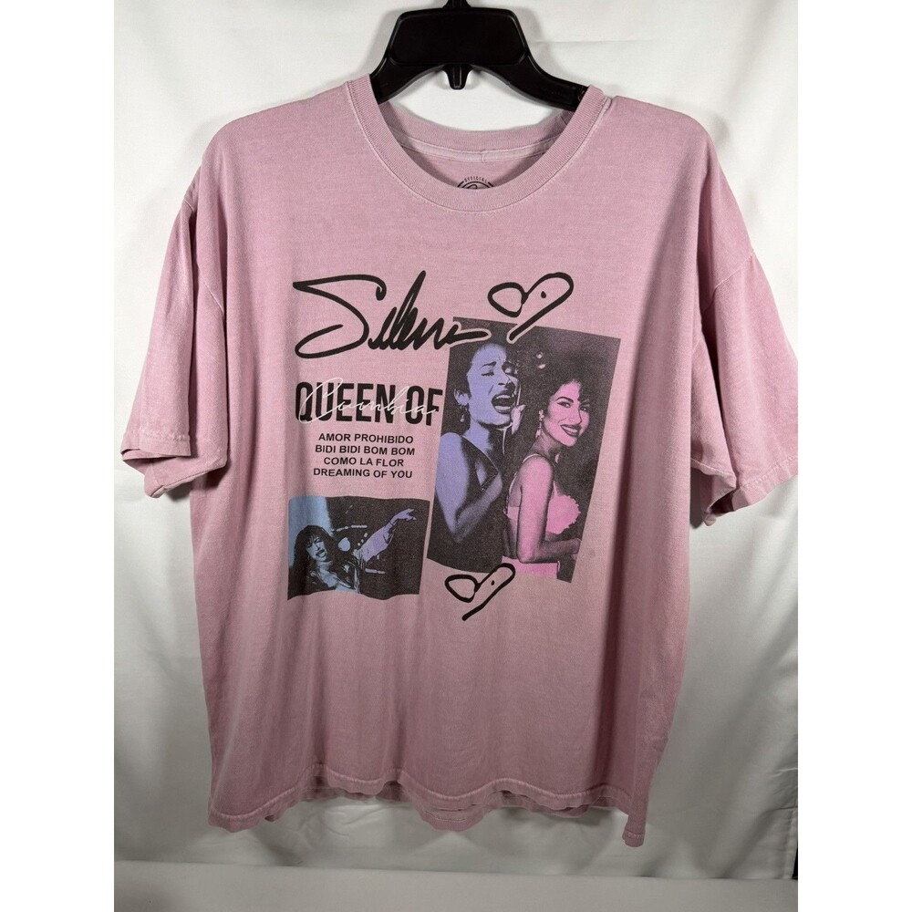 Selena Official Merchandise Graphic Print Pink Jersey Men's T-Shirt Crew Neck XL